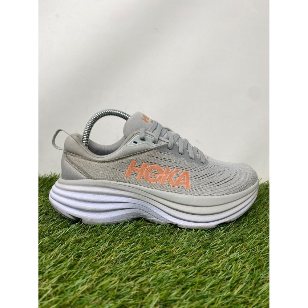 Hoka Bondi 8 Shoes Women's 7 Wide Gray Running Sneakers Walking Comfort Athletic